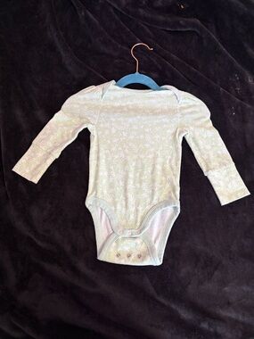cloud island Mint Floral Long-Sleeve Baby One-Piece Bodysuit